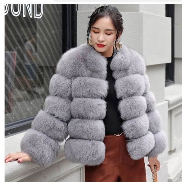 

fur jacket coats designer women faux furs coat long sleeve zip up jackets clothes winter jacket woman stand collar gilet fourrure outerwear, Black