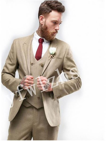 

wedding tuxedos one button men suits groomsmen peak lapel groom tuxedos wedding/prom man blazer jacket pants vest tie w1088, Black;gray