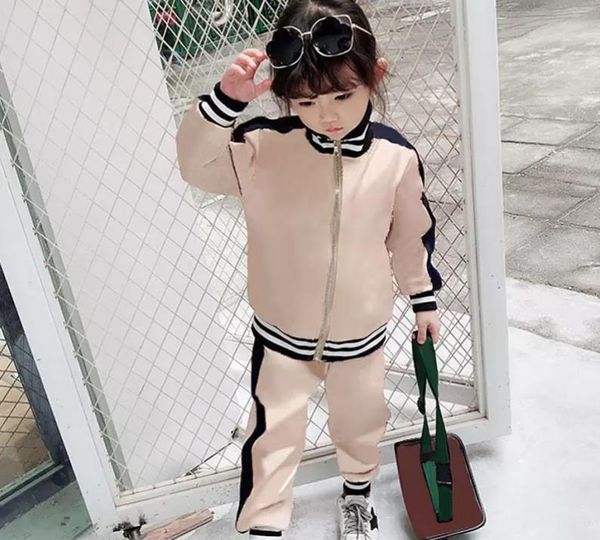 

new kids tracksuits two pieces set boys girls letter printed teen jackets pants casual sport style clothing suit child clothes fashion 2 sty, White