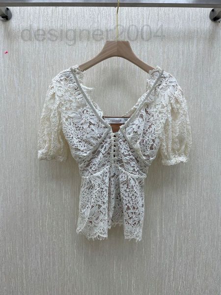 

women's t-shirt designer shenzhen nanyou 2021 new v-neck lace back zipper customized diamond elegant slim ek4z, White