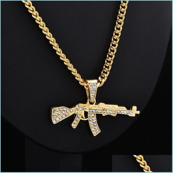 

pendant necklaces new metal gold pistol gun uzi pendant necklace men women punk hiphop dance cuban link chain jewelr mjfashion dhhqg, Silver