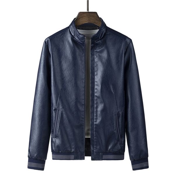 

men's leather faux rider pu jacket men casual outwear coat windbreaker motorcycle jackets business male large size overcoats 8xl 220913, Black