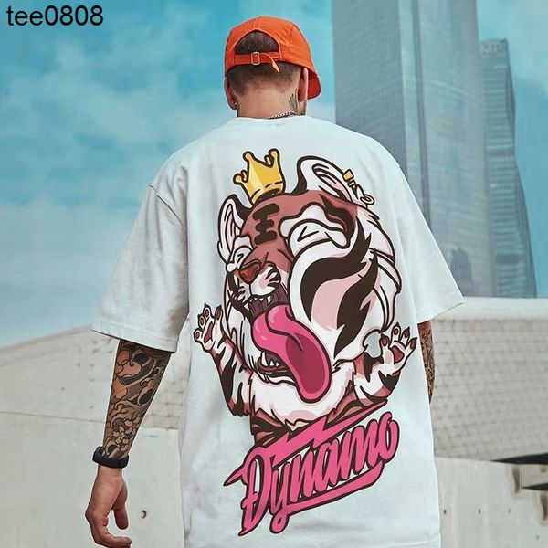 

summer astronaut printed short sleeve t-shirt men's fashion street large hip hop couple half sleeve t-shirt, White;black