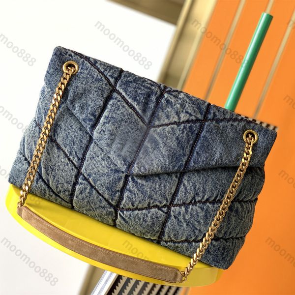 

10a tier large puffer flap bags mirror quality womens blue denim envelope luxury designer handbag quilted purse card holder crossbody should