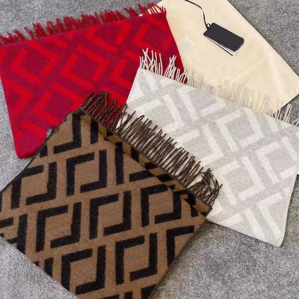 

brown cashmere scarf long with fringed edges for women men designer jacquard weave scarves shawl 170&180 p8gg#, Blue;gray