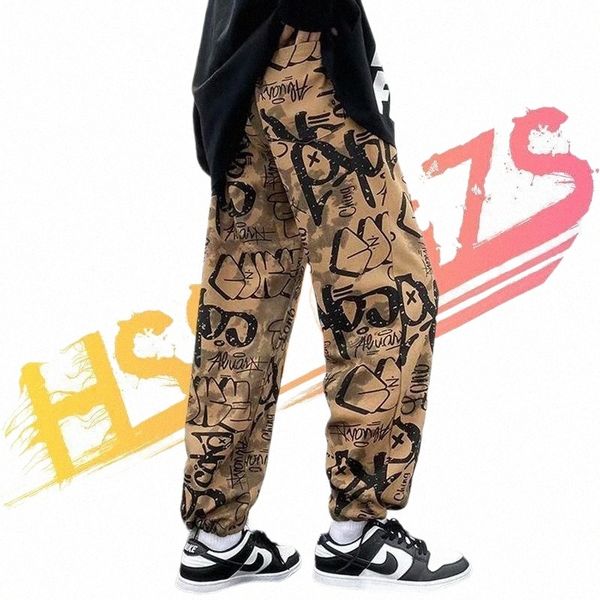 

men's pants men's pants harajuku fashion streetwear men hip hop clothing casual letter graphic printing joggers straight leg trous, Black