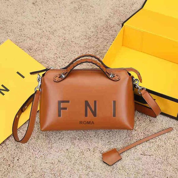 

fend women bag ff the way leather boston bag embossed letter versatile shoulder womens bag
