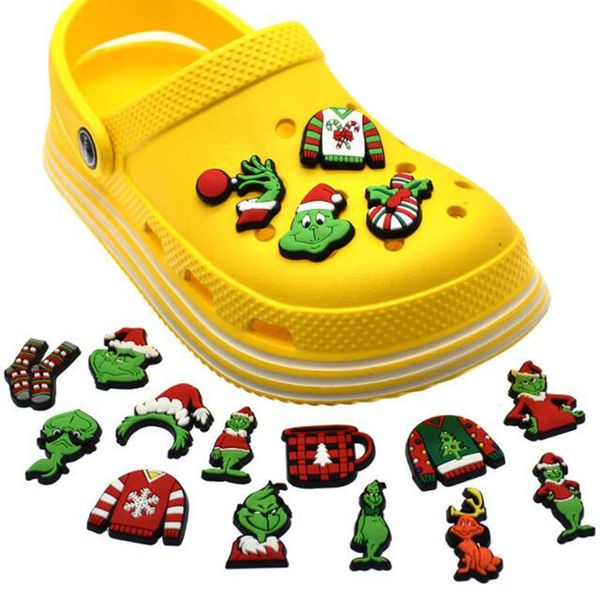 

christmas party shoe decoration accessories pvc croc charms fashion shoecharms buckle gift, White;pink