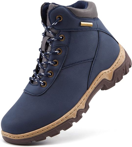 

dark navy women's mid-hiking boots outdoor non-slip waterproof martin boots, Black