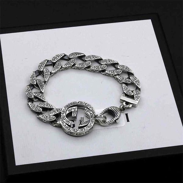 

70% off outlet online new double carved and trendsetters versatile men women lovers sterling silver bracelet valentine's day 238r, Golden;silver
