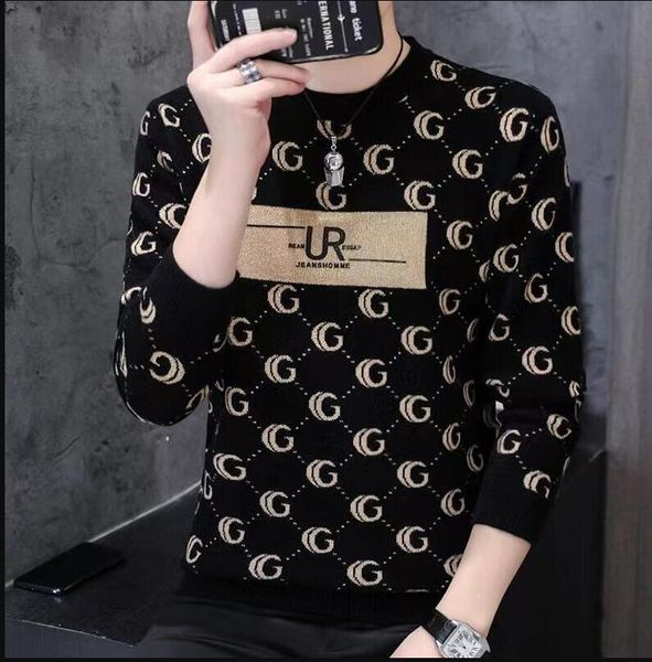 

men sweaters luxury winter fleece o-neck thermal clothes knitted striple slim fit pullovers pull homme, White;black