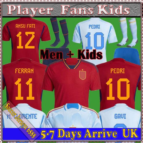 

22 23 world cup spain soccer jersey player fan edition 2022 2023 pedri ferran torres morata gavi football shirt ansu fati koke azpilicueta f, Black;yellow