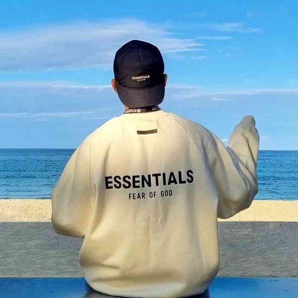 

trendy designer essentials hoodies line fashion double american high street loose couple plush sweater men, Black