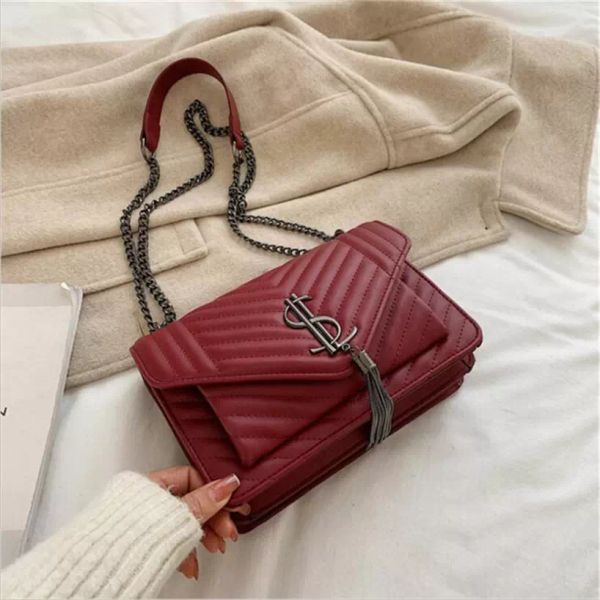 

tassel chain brand designer pu leather crossbody bags for women 2022 simple fashion shoulder bag lady luxury small handbags