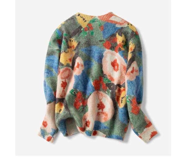 

women s sweaters lamtrip niche literary artistic hedging mohair forest flower loose long sleeved oil painting pattern retro sweater 220913, White;black