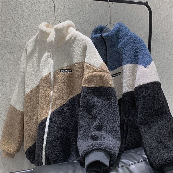 

mens down parkas winter coats for men casual plus velvet warm jacket outerwear zipper male sweetshirt coat korean streetwear fleece hoodies, Black