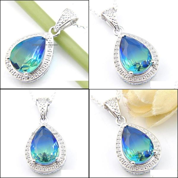 

pendant necklaces 12 pcs/lot 925 sterling sier unique charm sparkling bi colored tourmaline gems vintag pendant for women je vipjewel dhbyk, Silver