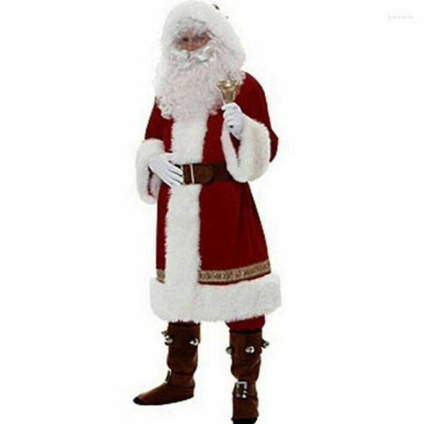 

men's tracksuits 8pcs men christmas santa claus suit costume cosplay clothes fancy long sleeve for adults casa de papel disfraz, Gray