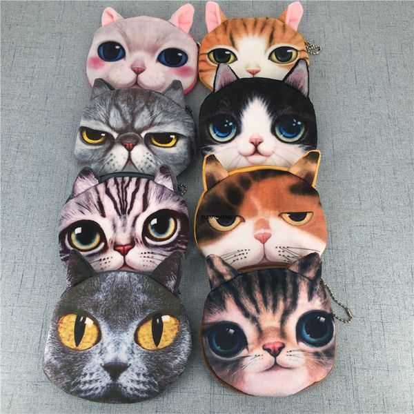 

super cute 3d animals - cat coin bag purse 10cm dogs plush coin bags wallet pouch small handbag bolsa de moeda monedero gato, Red;black
