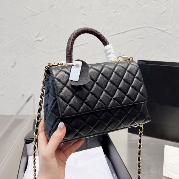 

fashion ladies caviar leather shoulder bags totes luxury handle purse chain cross body diamond lattice women bag designer handbag black pink