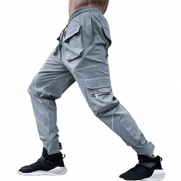 

men's pants men's pants cargo 2022 men sports casual trendy loose straight reflective running training trousers joggers for 81tv#, Black