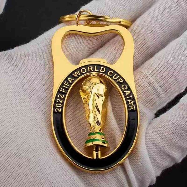 

keychains 2022 qatar football world cup emblem hercules key chain beer bottle opener small pendant souvenir 220913, Silver