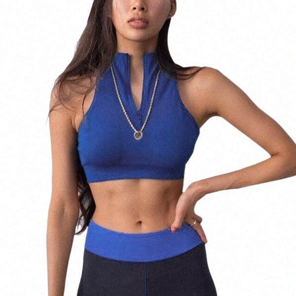 

women's tanks & camis women's tanks & camis women crop ladies summer skinny sleeveless zipper turtleneck short blue pure color ca, White