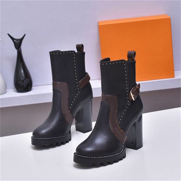 

luxury designer women boots letter louiseity leather heel boot fashion woman winter viutonity booties, Black