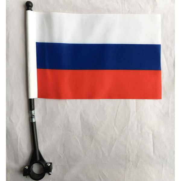

russia bike flag 14x21 cm polyester waterproof russian bicycle safety flags with black plastic stick and base