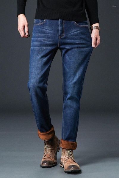 

men's jeans men's jeans 2022 men personalized washable and versatile elastic straight slim plush thickened casual pants x4kv#, Blue