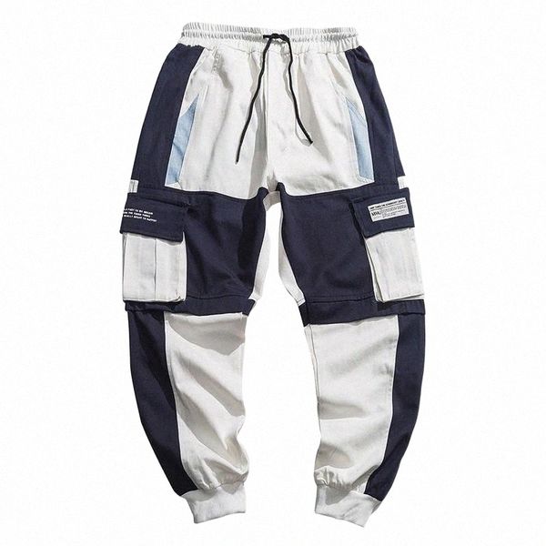 

men's pants men's pants 2022 mens hip hop casual pockets track male harajuku fashion trousers men cargo streetwear harem joggers w, Black