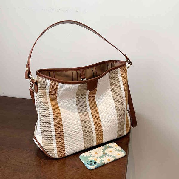 

bag women's bag new canvas shoulder stripe high-capacity fashion commuter handbags