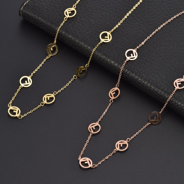 

f circle pendant necklace gold stainless steel jewelry for gift, Silver