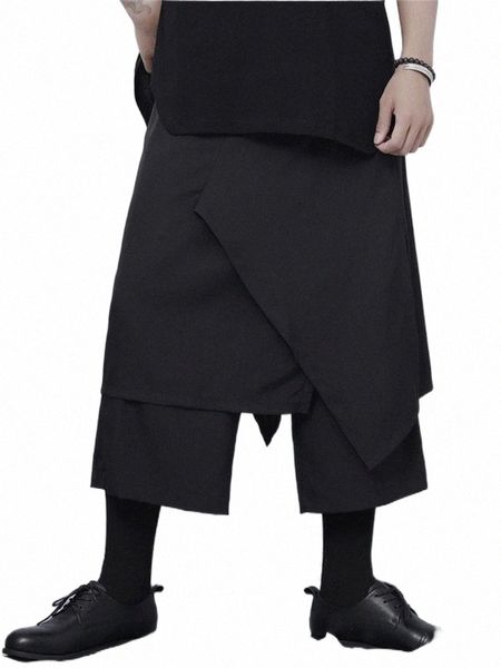 

men's pants men's pants men's wide-leg casual hairstylist style irregular multi-layer splicing design yamamoto wind large siz, Black