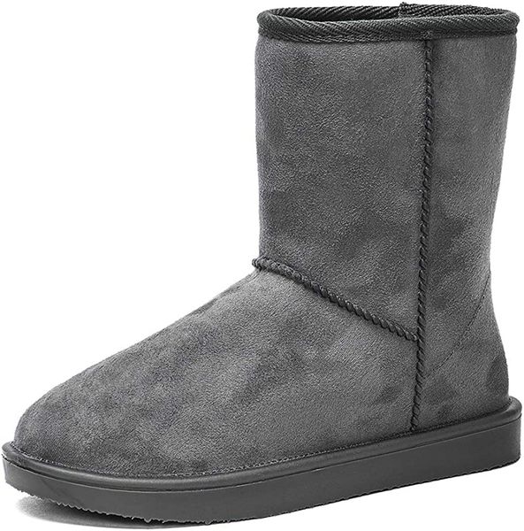 

grey ladies classic waterproof snow boots fashion winter mid boots, Black