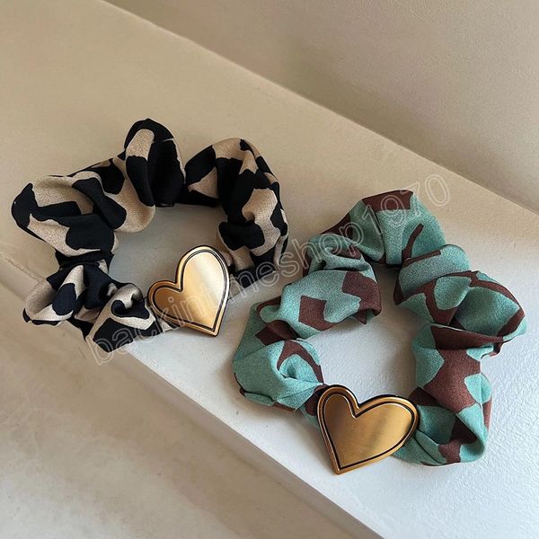 

woman luxury scrunchies ladie alloy gold love design hair ties girls hair accessories rubber band hair rope headwear ornaments, Slivery;white