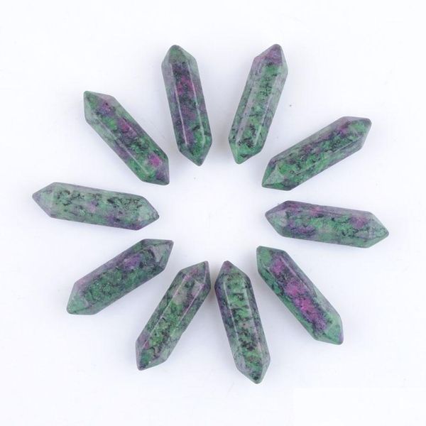 

loose gemstones wholesale 30x8mm gemstone zoisite jasper hexagonal pillar pointed reiki chakra natural stone no hole pendant sexyhanz dh1iv, Black