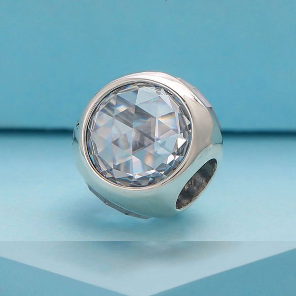 

100% 925 sterling silver clear radiant droplet with faceted cubic zirconia stone fits european pandora jewelry charm bracelets, Black