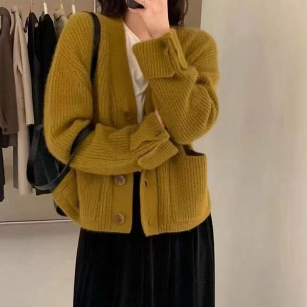 

women s sweaters winter clothes korean women design cufflinks large pocket knit cardigan female sweet sweaters for fashion 220913, White;black