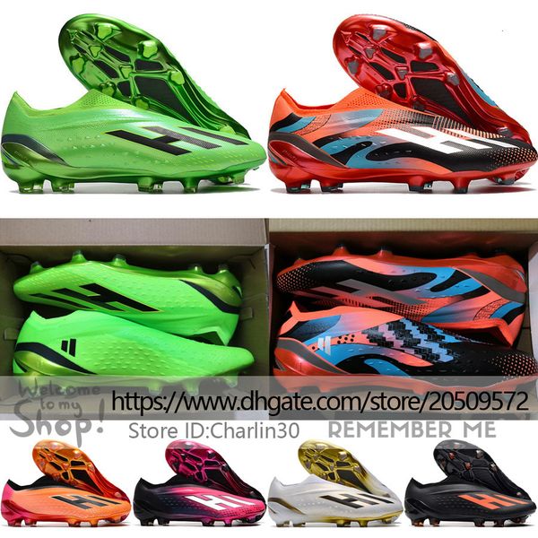

send with bag soccer football boots x speedportal fg laceless cleats men outdoor soft leather comfortable electroplate knit spikes trainers