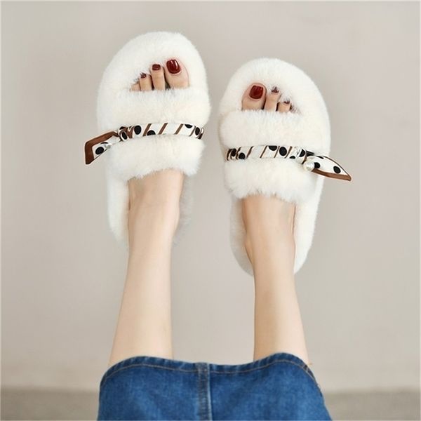 

slippers summer fluffy raccoon fur shoe real flip flop flat furry slides outdoor sandals amazing indoor ytmtloy 220913, Black