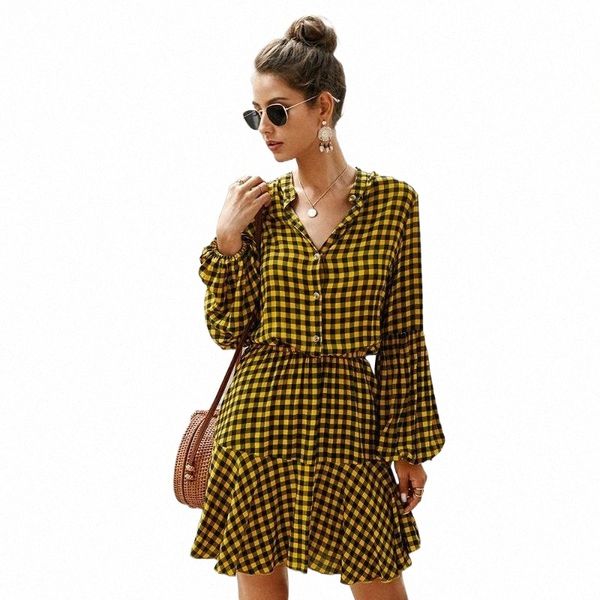 

casual dresses women dress 2021 spring long sleeve plaid shirt female fashion slim ladies holiday work officr 43tr#, Black;gray