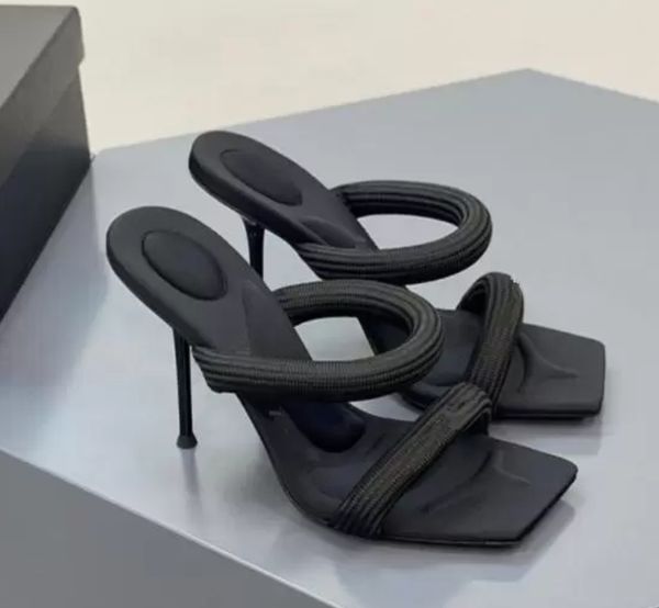 

slippers sandals cat heels holiday sandals black high heel new soft bottom stiletto high-heeled ladies banquet 2023 luxury a wang webbing
