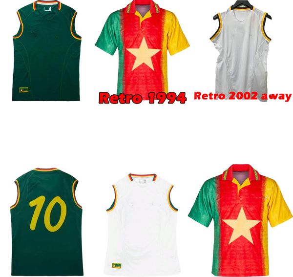 

retro classic 1994 95 02 cameroon soccer jerseys eto'o mboma milla home away football vest tank shirt, Black;yellow