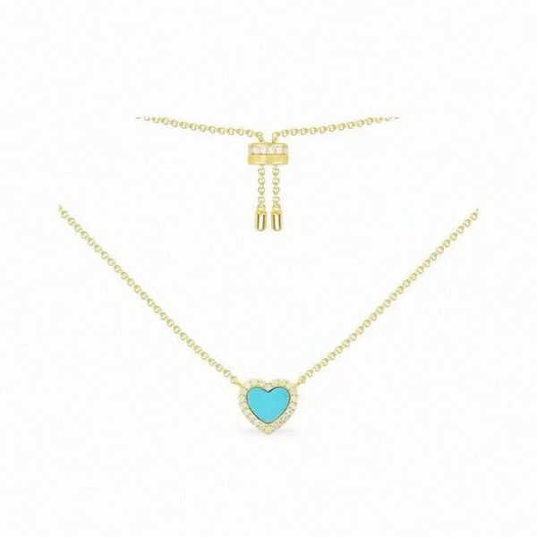 

blue love pendant gold ladies collarbone necklace european and american light luxury marine wind necklace with box ac5795xtuy w79a#, Silver