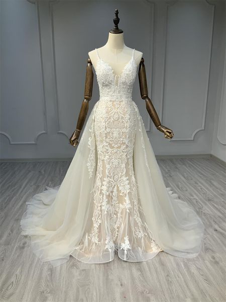 

vintage wedding dress backless v-neck hand beaded lace a-line wedding bridal yy60012, White