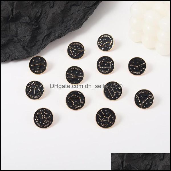 

pins brooches cartoon black round badge constellation brooches enamel pins funny jewelry lapel feastival gift for women men 6135 q2 dhlmy, Gray