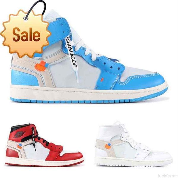 

2022 off authentic 1 high unc athletic shoes men women white powder university blue dark cone black red chicago with box sneaker310v