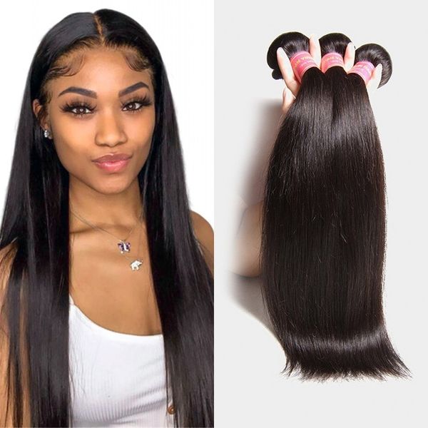 

brazilian straight hair bundles 3 pieces 8a 8-26 inch remy human hair extensions for black women
