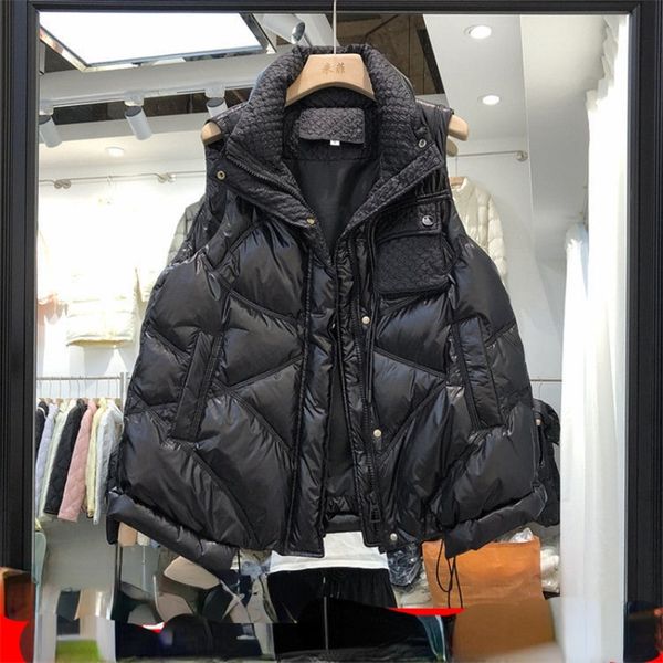 

womens down parkas woman autumn white duck down vest female down coat ladies sleeveless waistcoat puffer waistcoat warm thick coats jacket g, Black